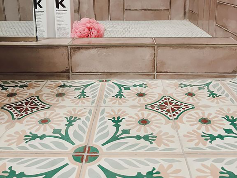Cement tiles in bathroom design