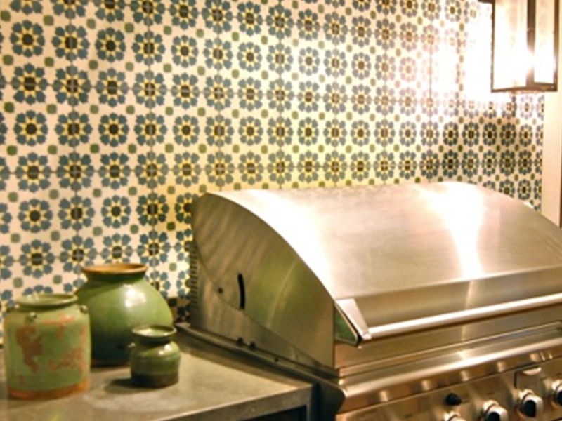 Moorish Blue 01 cement tile kitchen