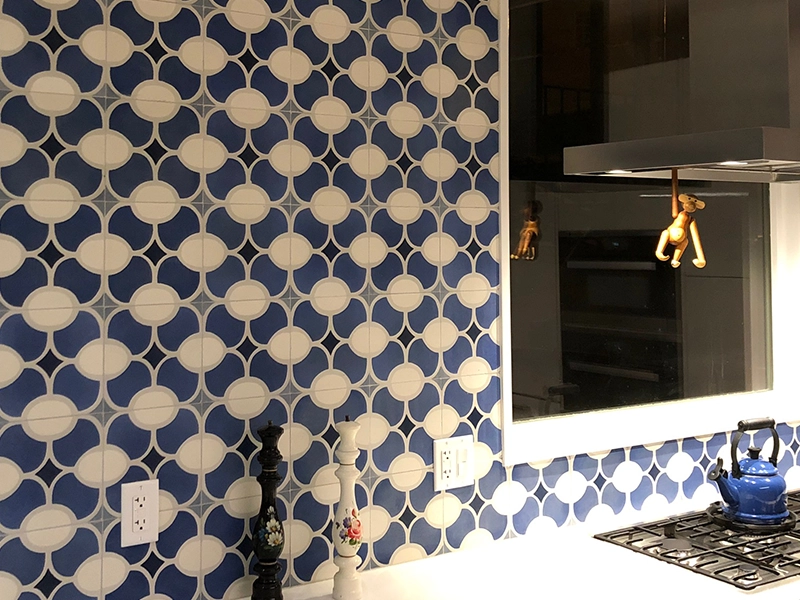 Jolla Blue 02 cement tile kitchen