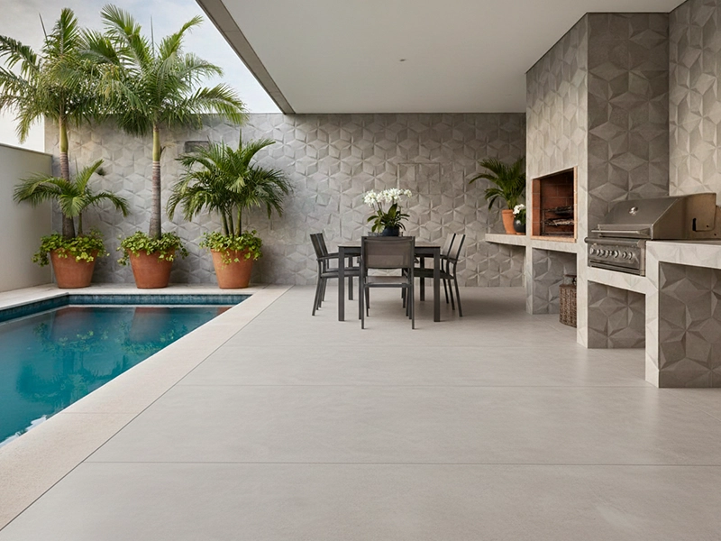 3D Hex Harlequin Gris 8×9 cement tile wall