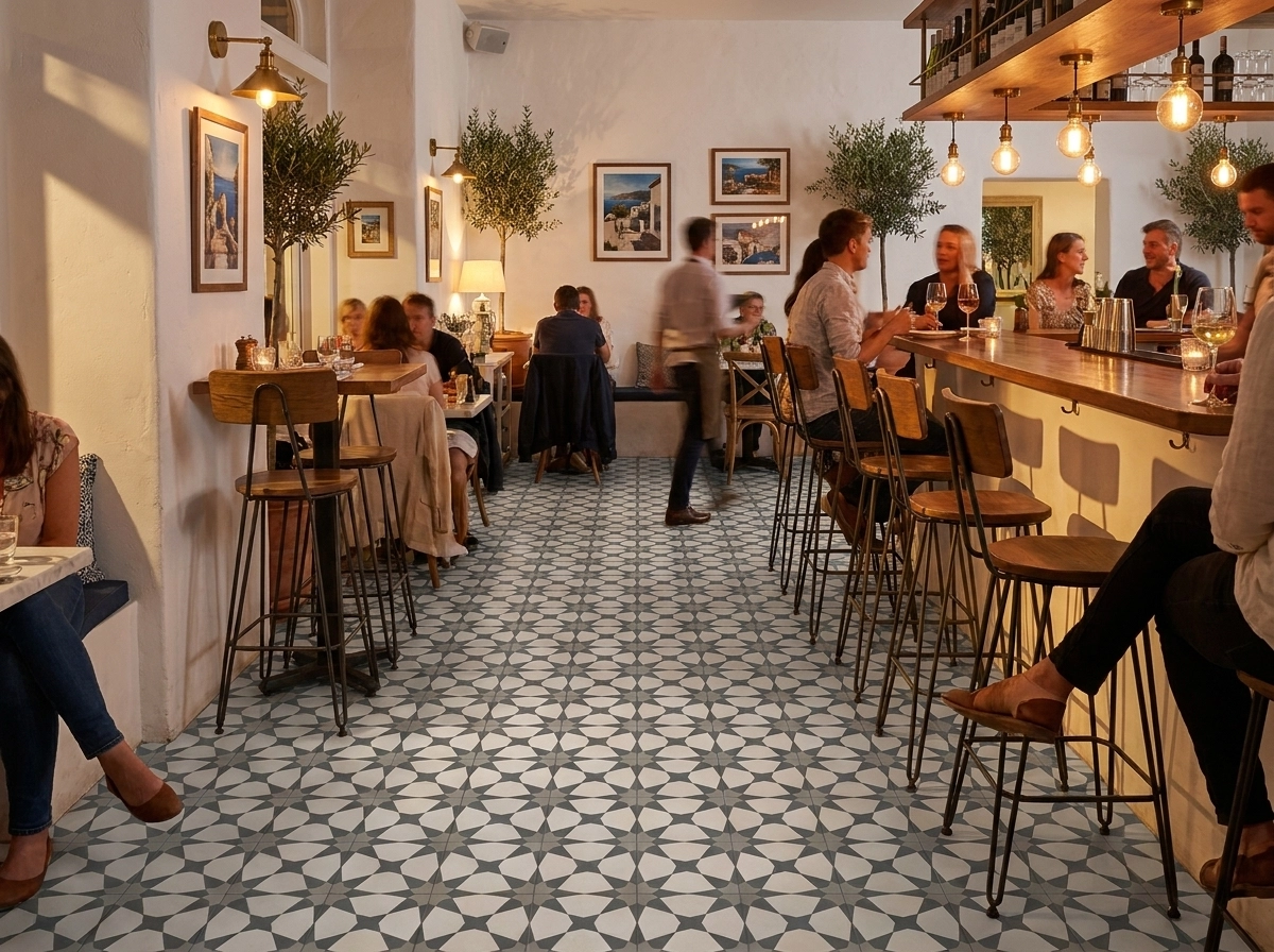 Agadir Gris 01 cement tile restaurant