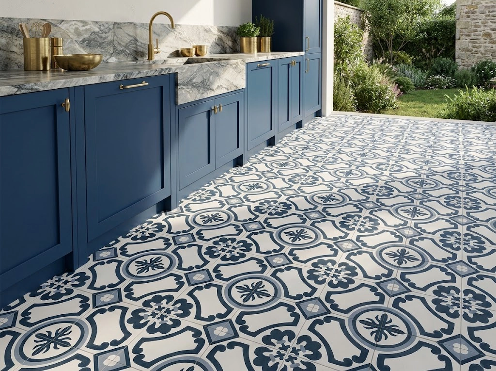 Atlanta Navy 02 cement tile terrace