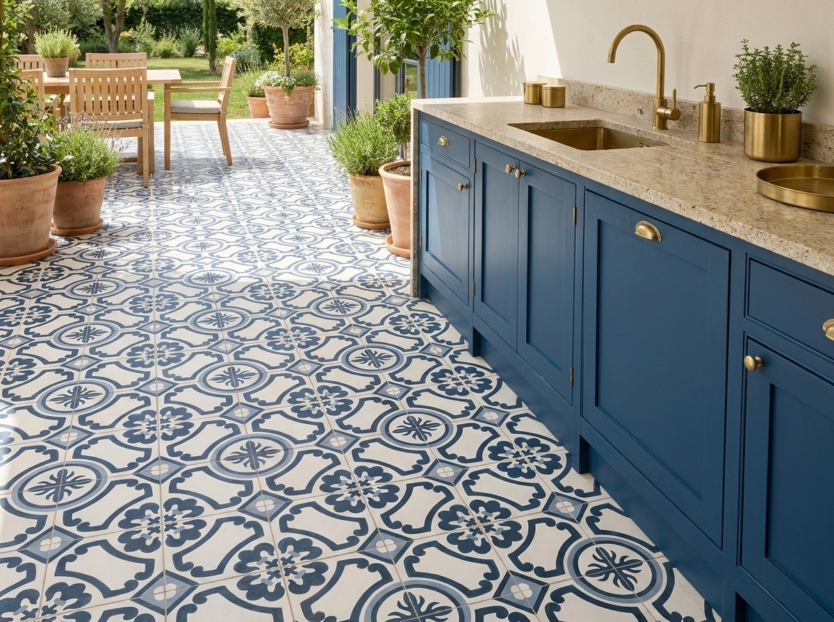 Atlanta Navy 02 cement tile terrace