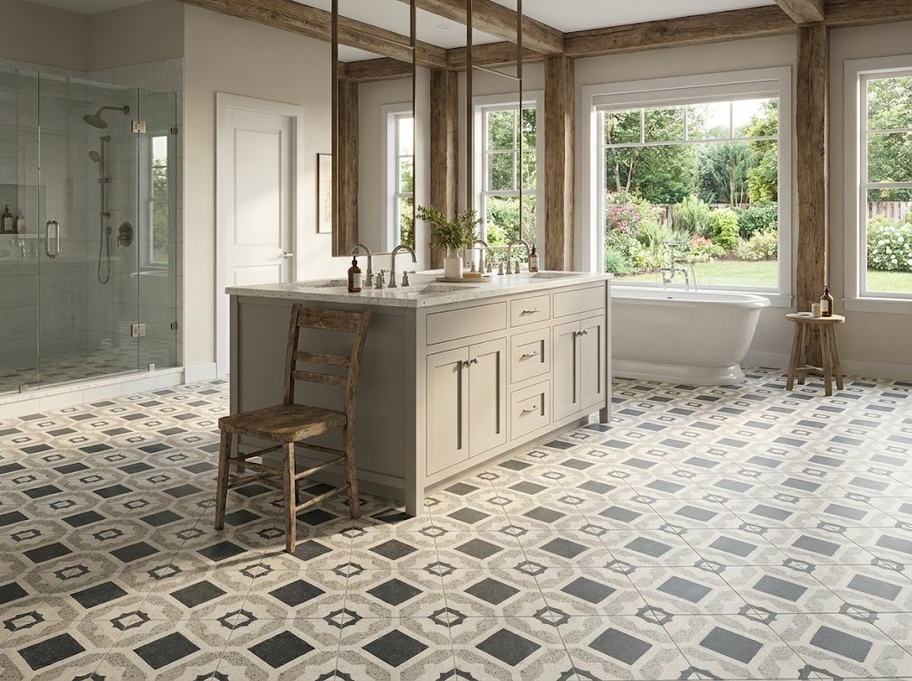 AURORA cement tile bathroom
