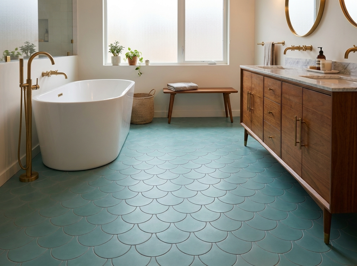 FS-120 Aqua 8×8 cement tile bathroom