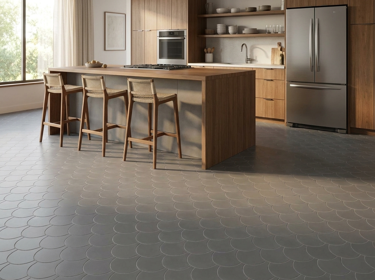 FS-324 Charcoal 8×8 cement tile kitchen