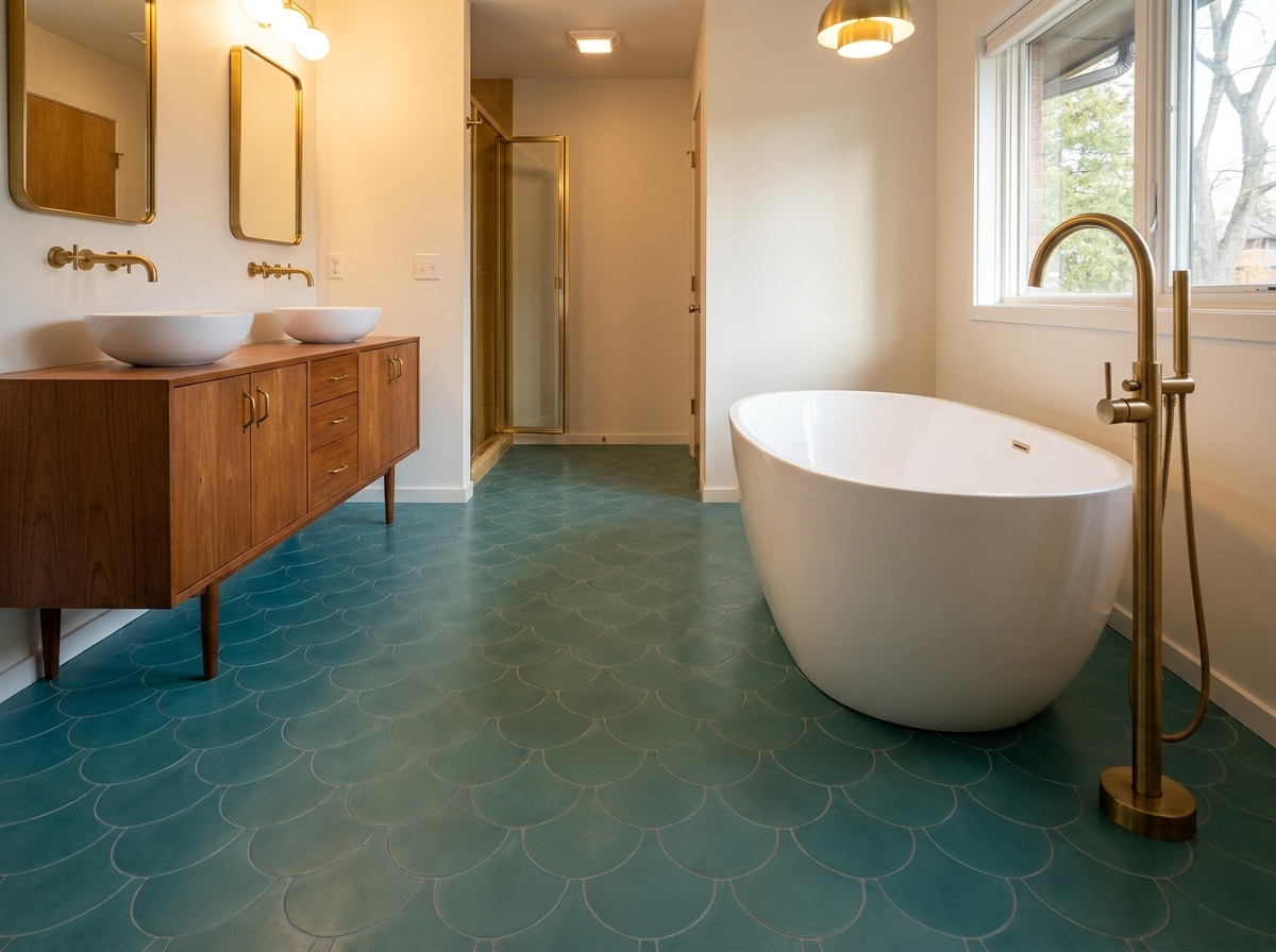 FS-403 Turquoise 8×8 cement tile bathroom