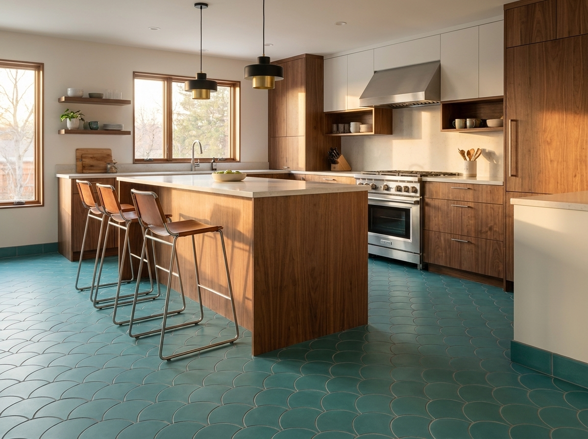 FS-403 Turquoise 8×8 cement tile kitchen