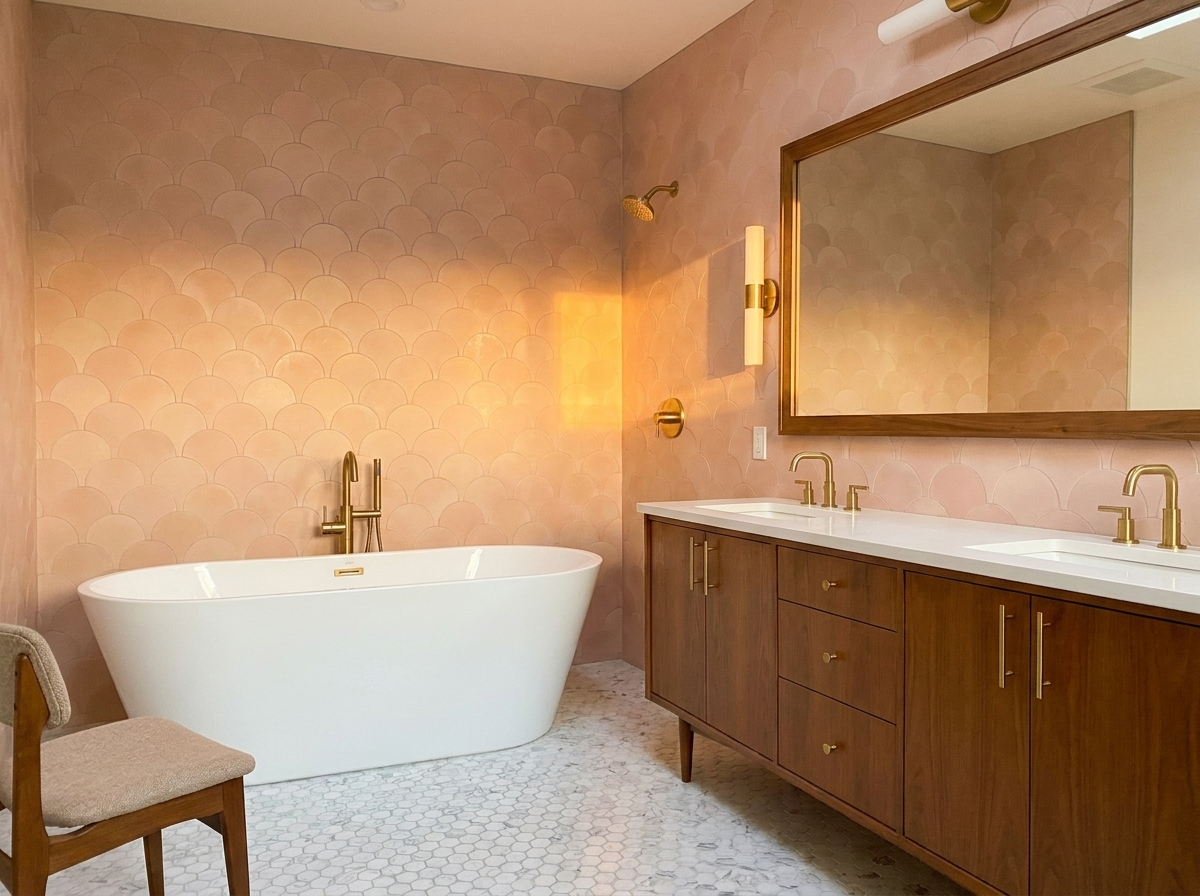 FS-903 Salmon 8×8 cement tile bathroom
