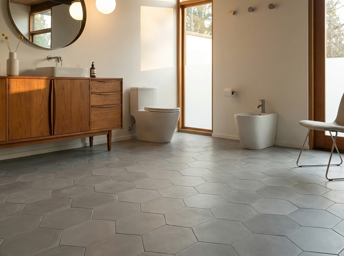Hex-900 Gris 8×9 cement tile bathroom