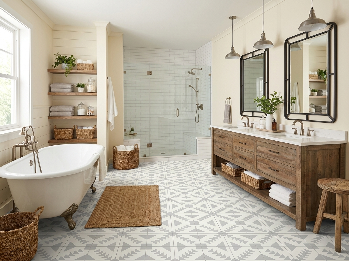 Palace Gris 02 cement tile bathroom