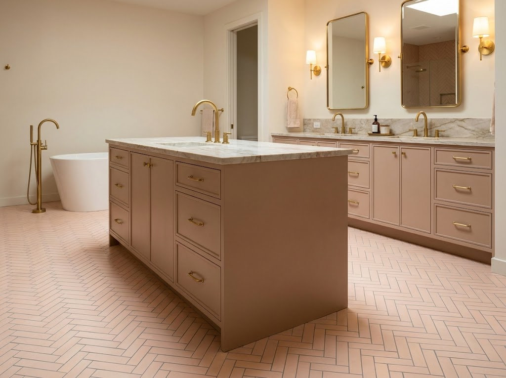 Brick S-903 Salmon 2×8 cement tile bathroom