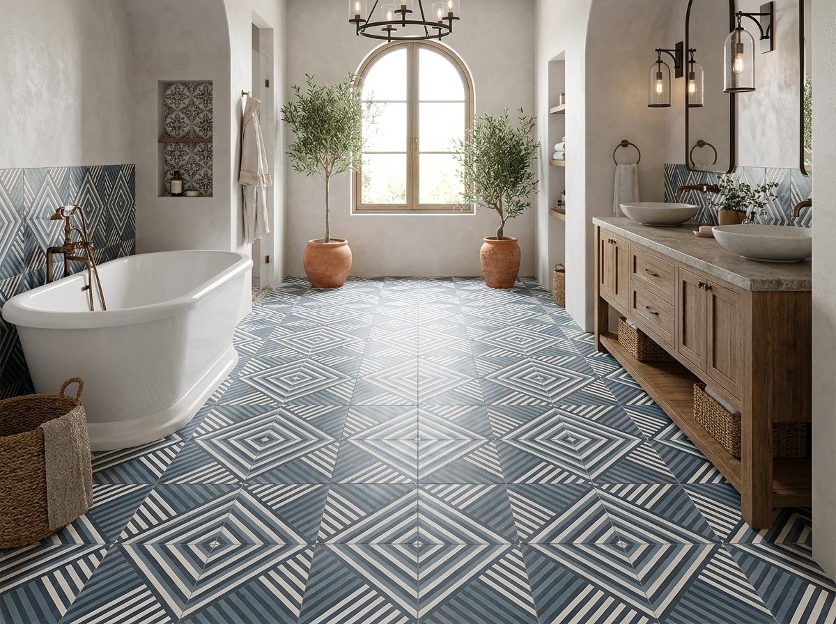 Cement Tile Bathroom Ideas: Floors, Showers & Statement Walls