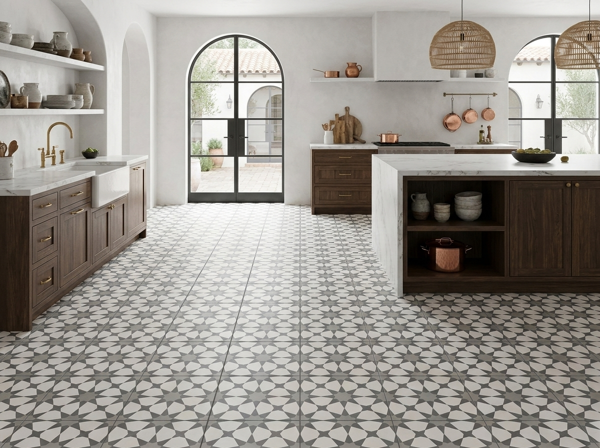 Agadir Gris 01 cement tile kitchen