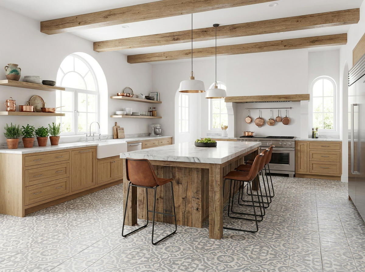 Amalia II Gris 01 cement tile kitchen