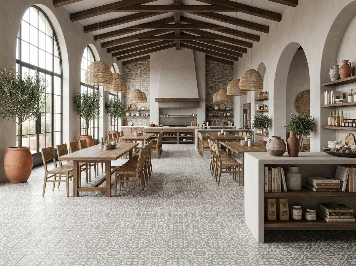 Amalia II Gris 01 cement tile restaurant