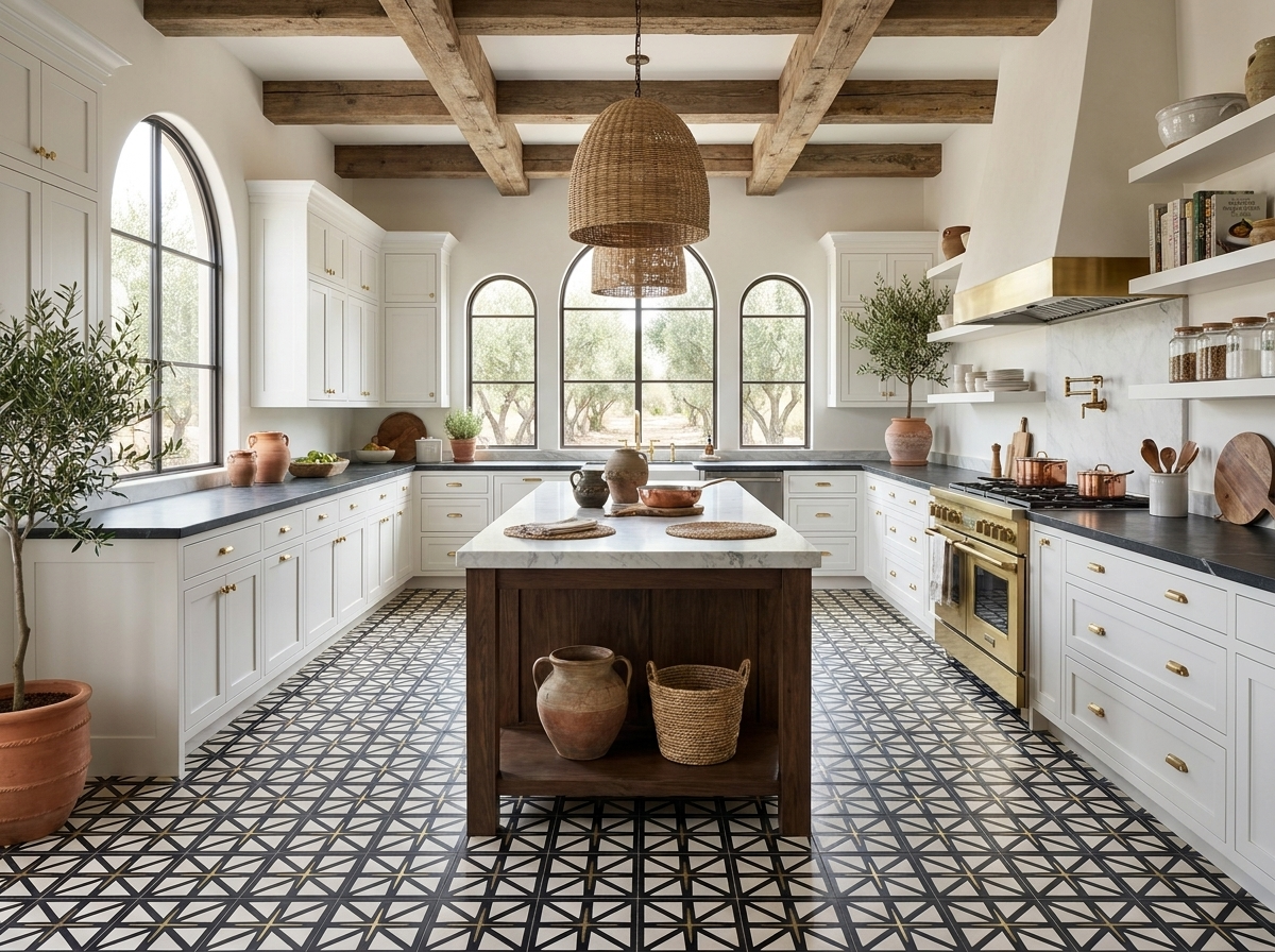 Brass Traverser 01 cement tile kitchen