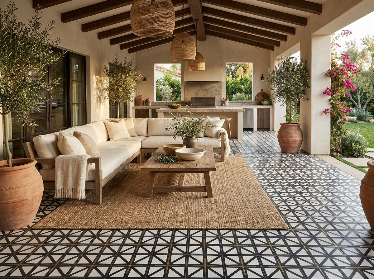Brass Traverser 01 cement tile terrace