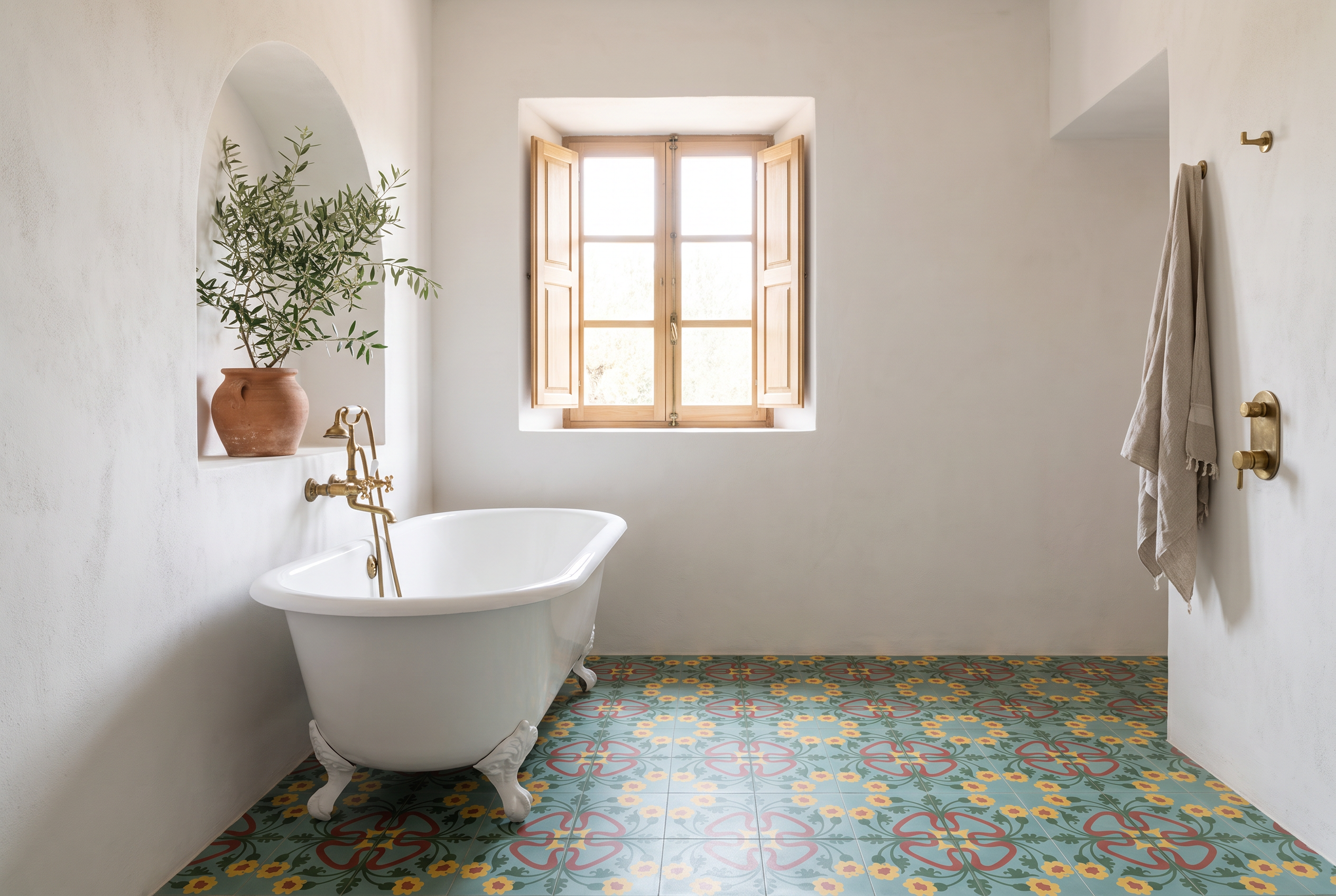 Clavel Aqua 04 cement tile bathroom