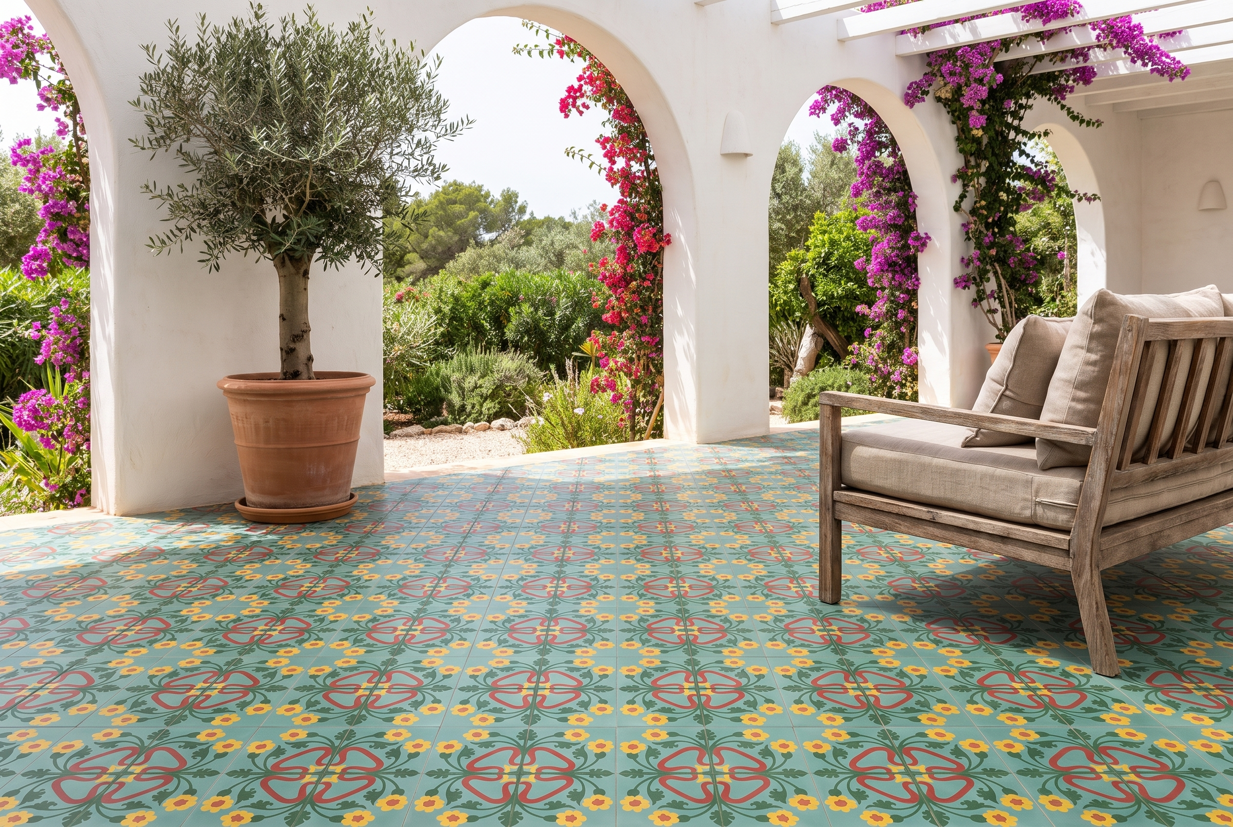 Clavel Aqua 04 cement tile terrace