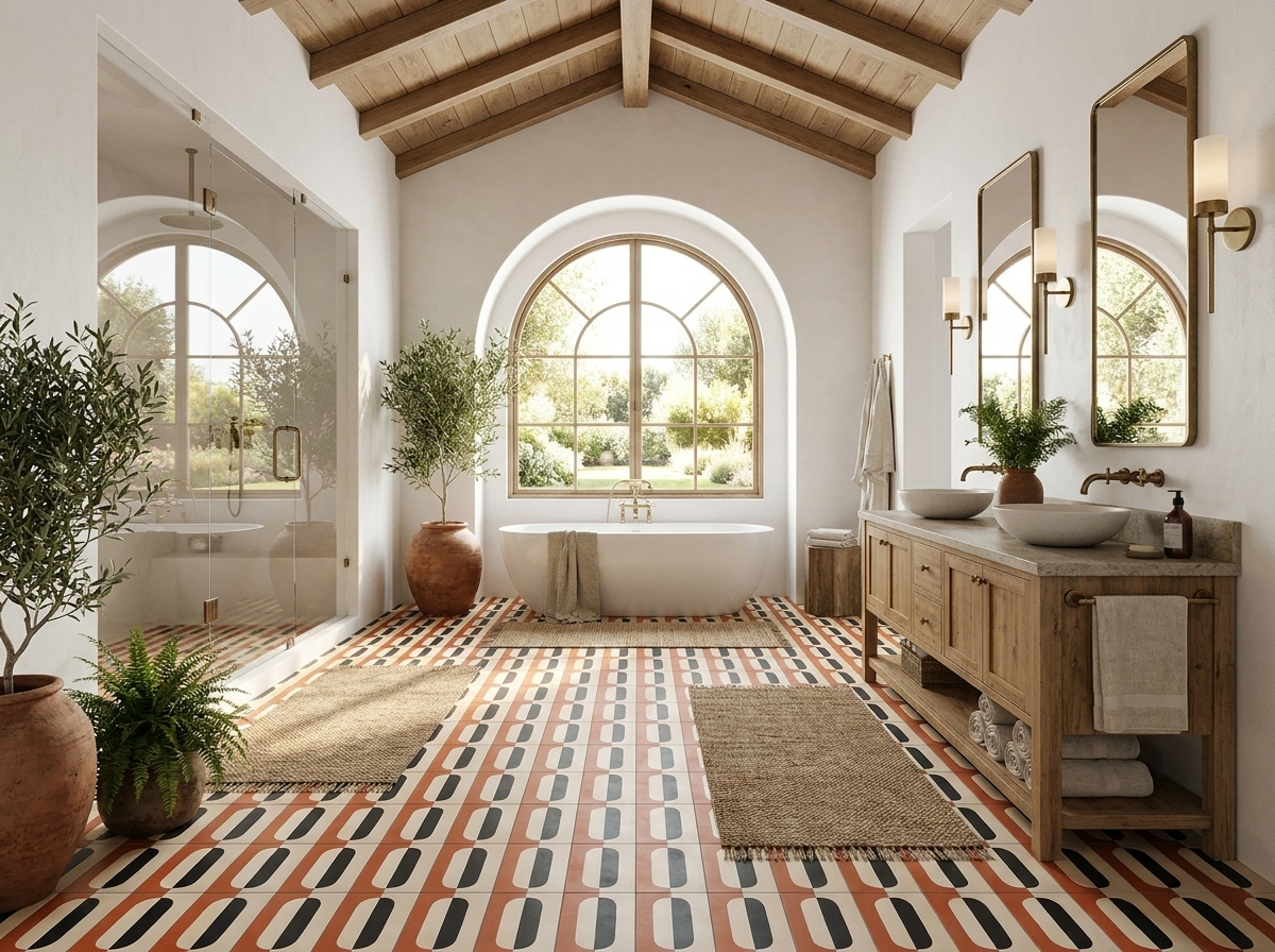 Conrad Terracotta 02 cement tile bathroom