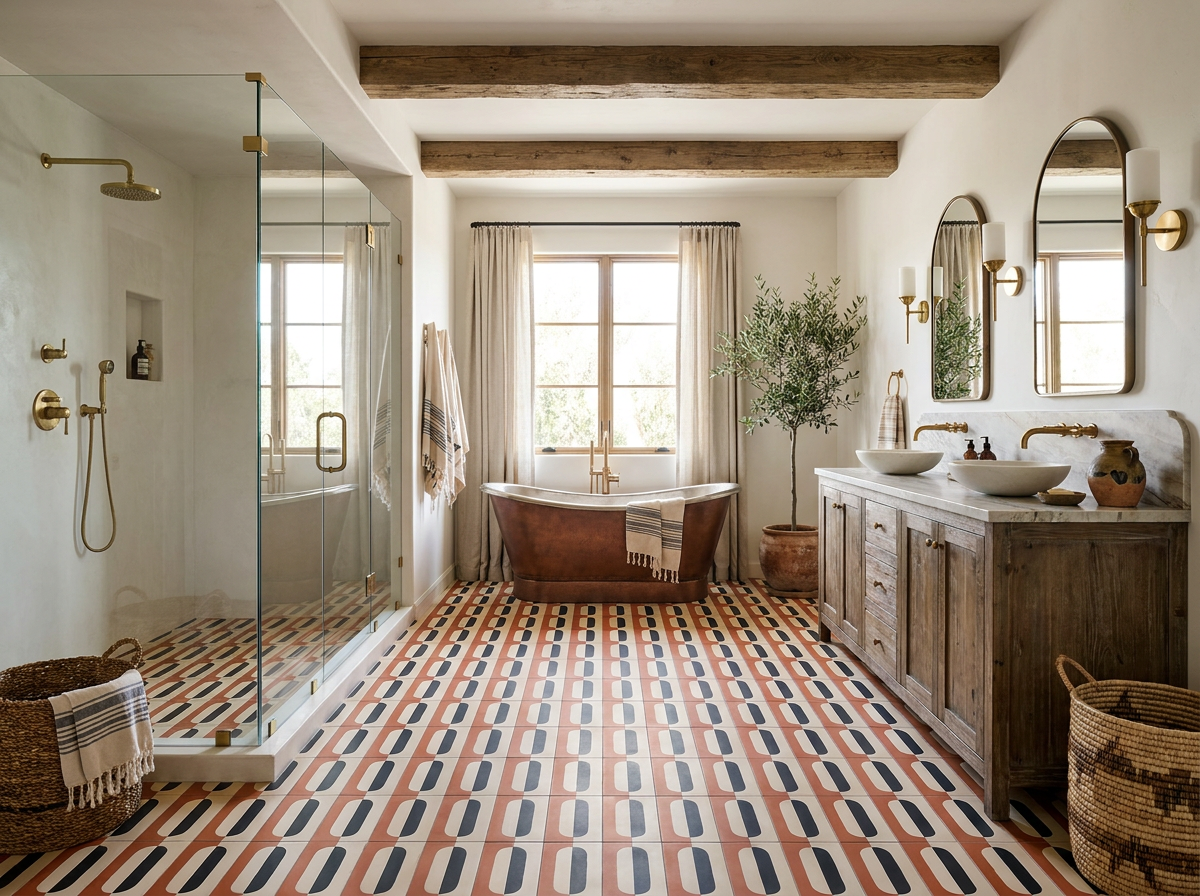 Conrad Terracotta 02 cement tile bathroom
