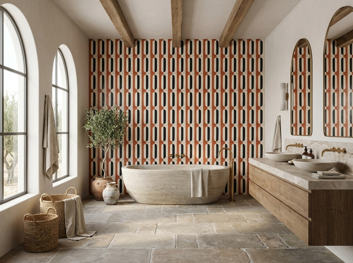 Conrad Terracotta 02 cement tile bathroom
