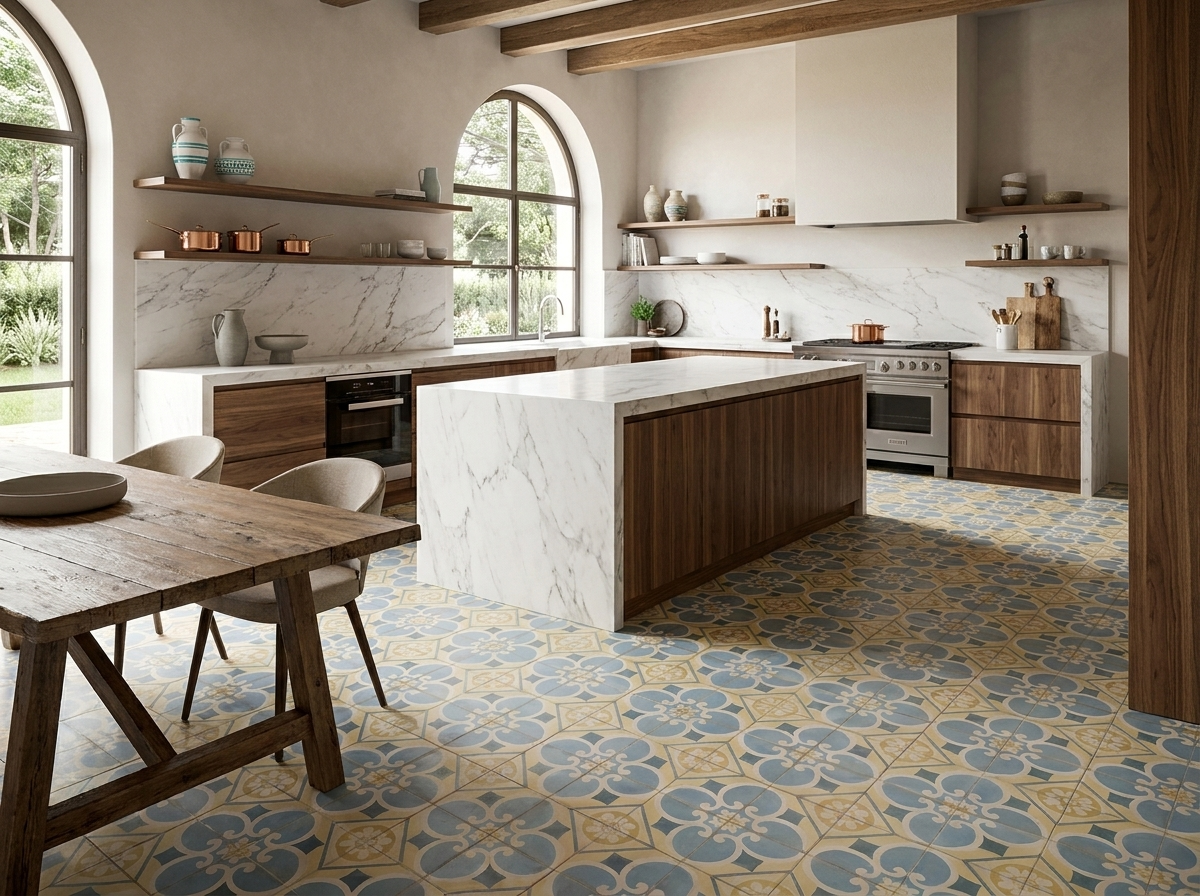 Cox Crema 08 cement tile kitchen