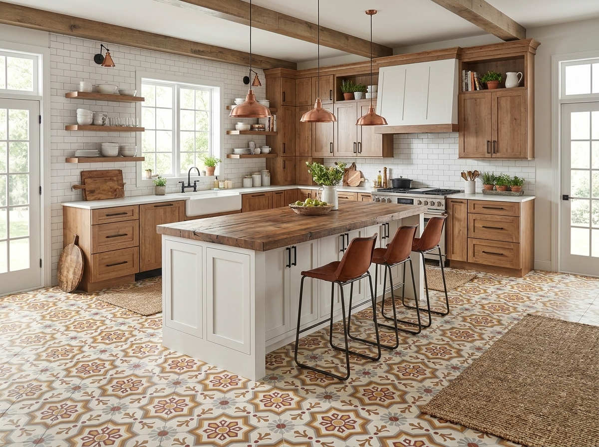 Elios White 02 cement tile kitchen