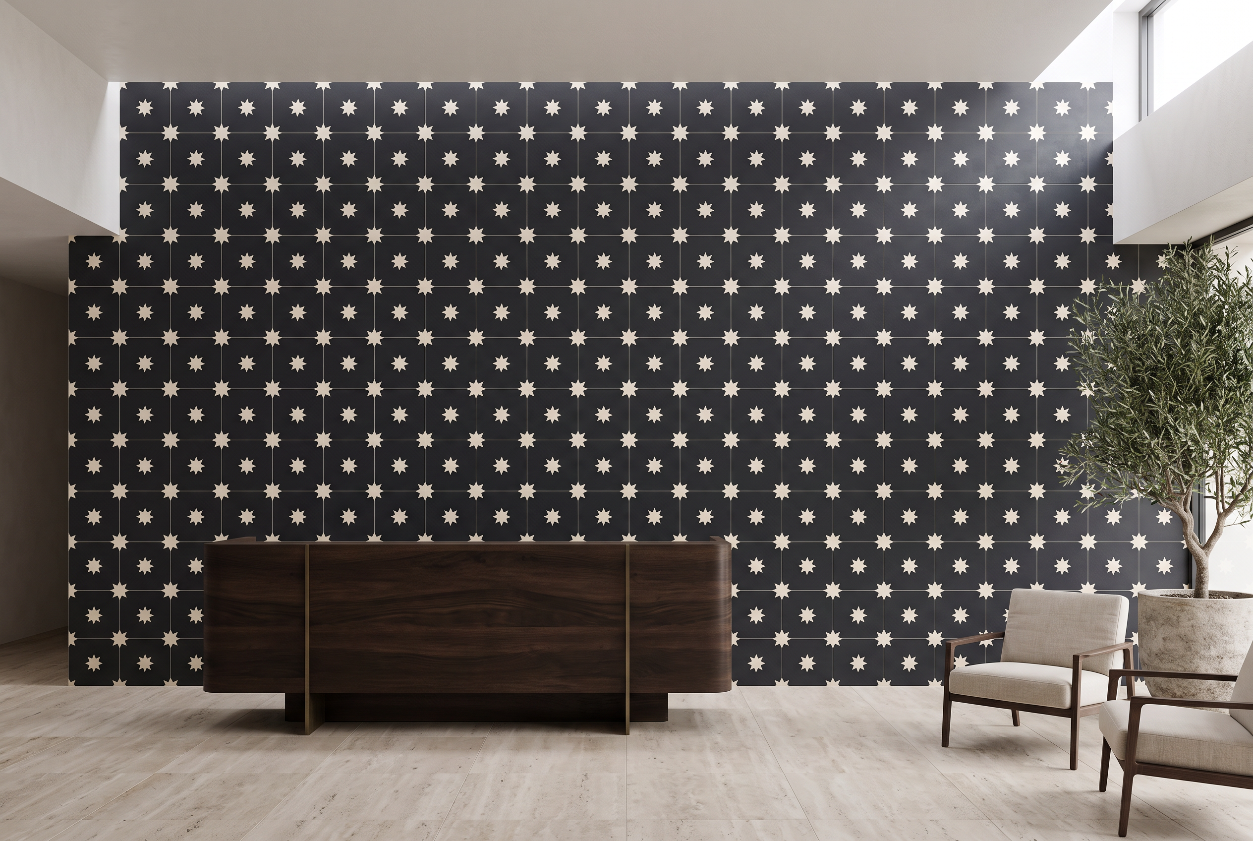 Estrellas Black 01 cement tile hotel