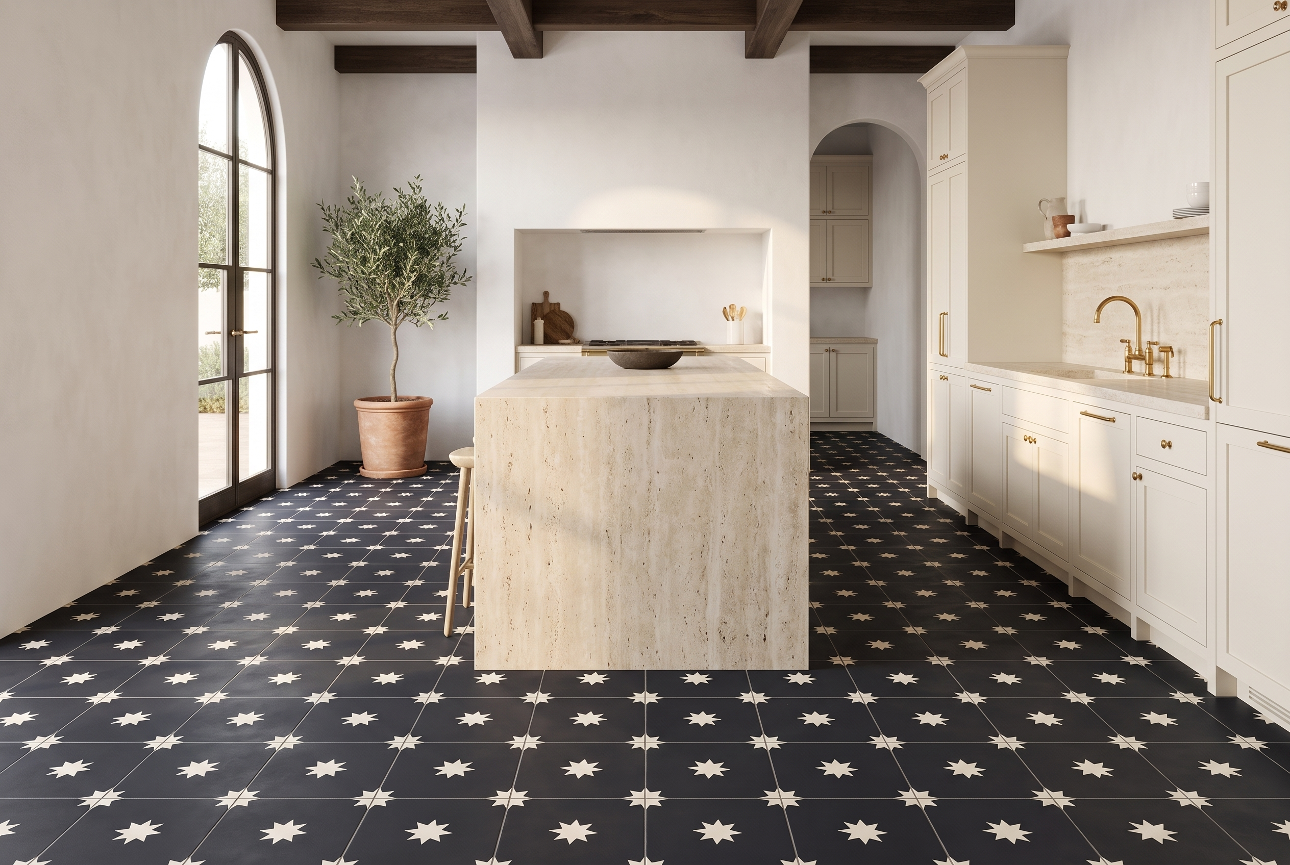 Estrellas Black 01 cement tile kitchen