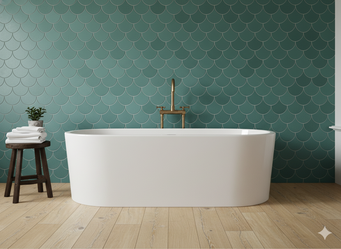 FS-403 Turquoise 8×8 cement tile bathroom