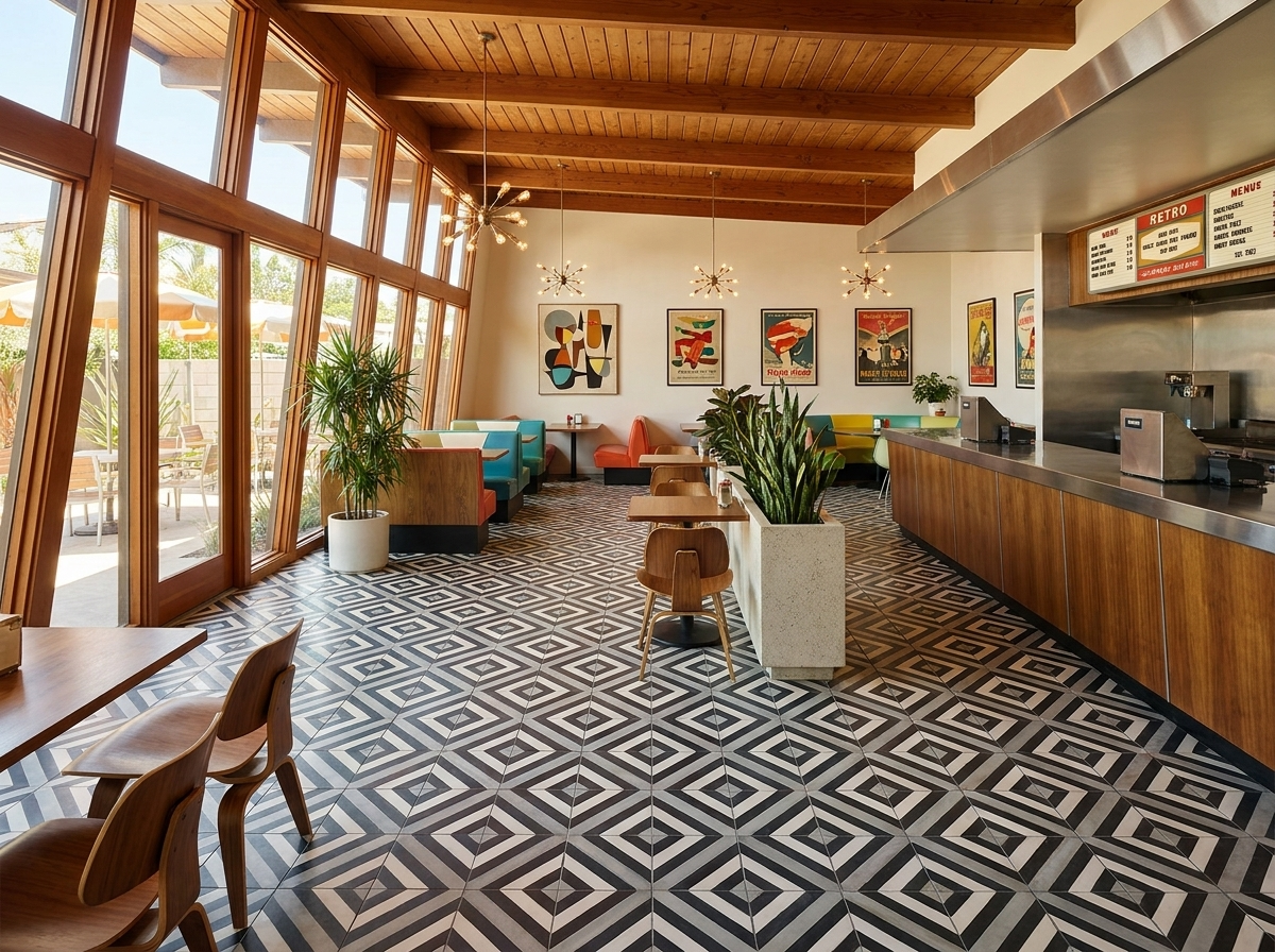 Ligne Brisee Black 04 cement tile restaurant
