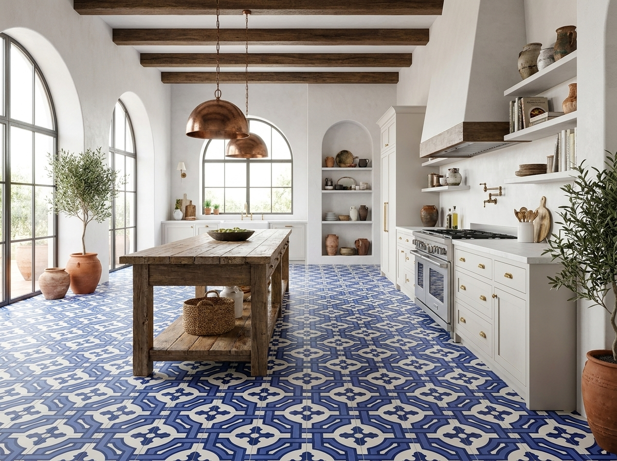 Monaco Azul 04 cement tile kitchen