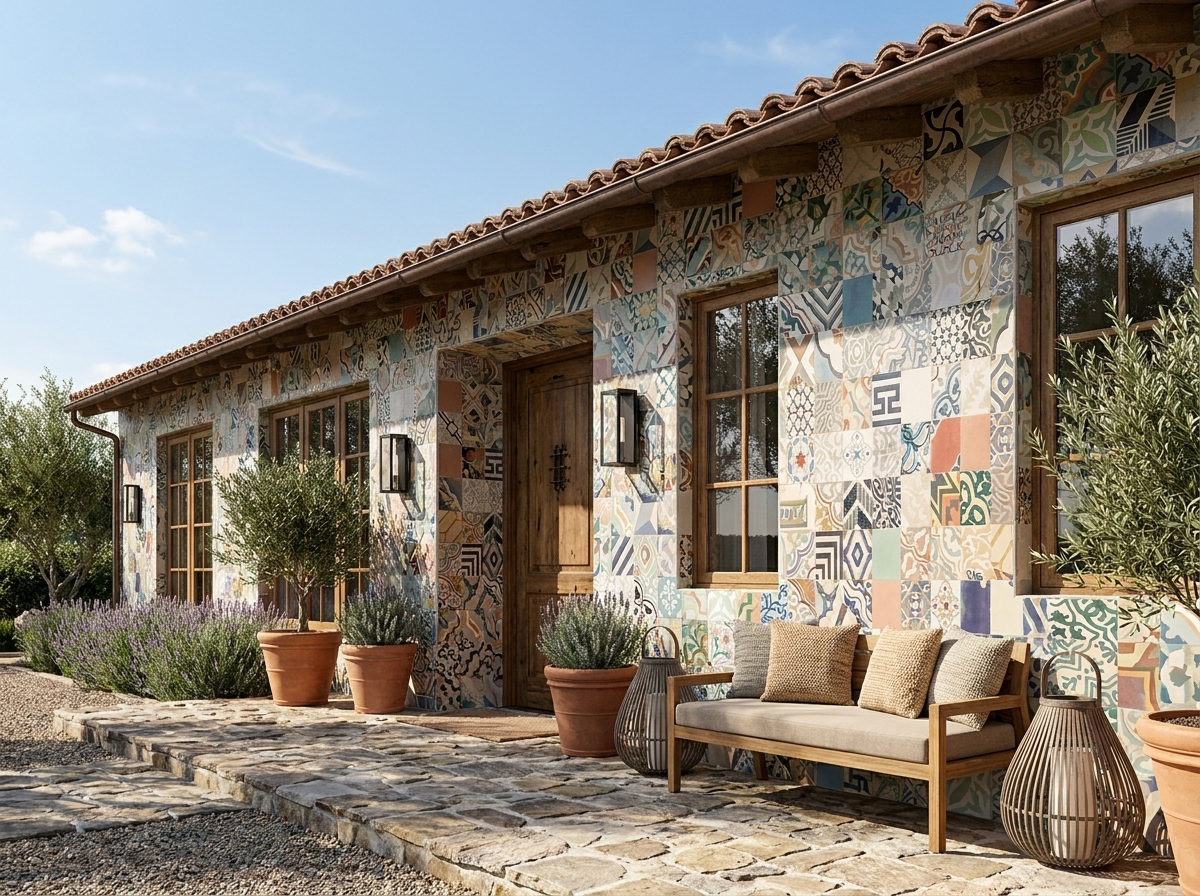 Patchwork 8×8 Colors cement tile facade