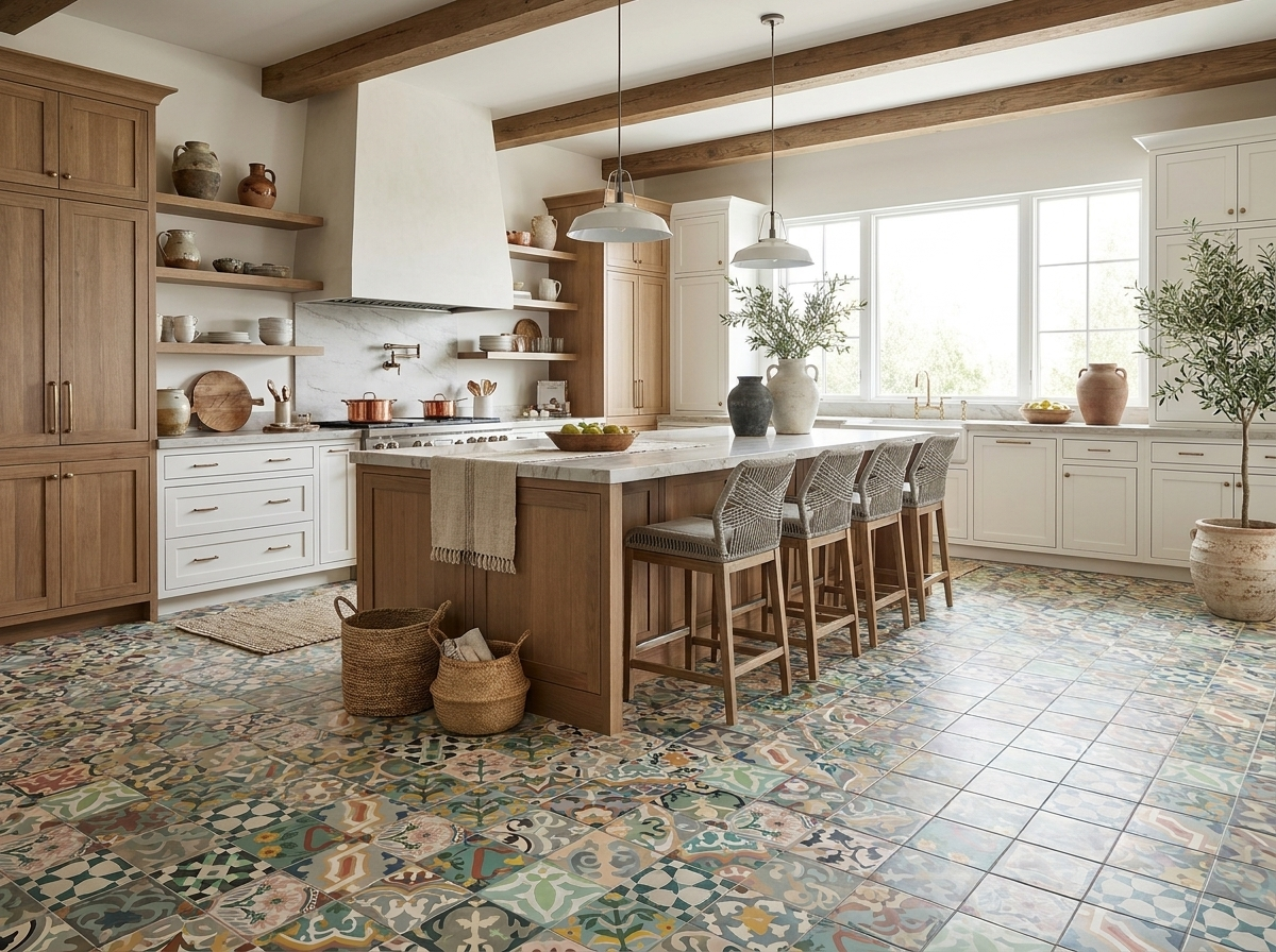 Patchwork 8×8 Colors cement tile kitchen