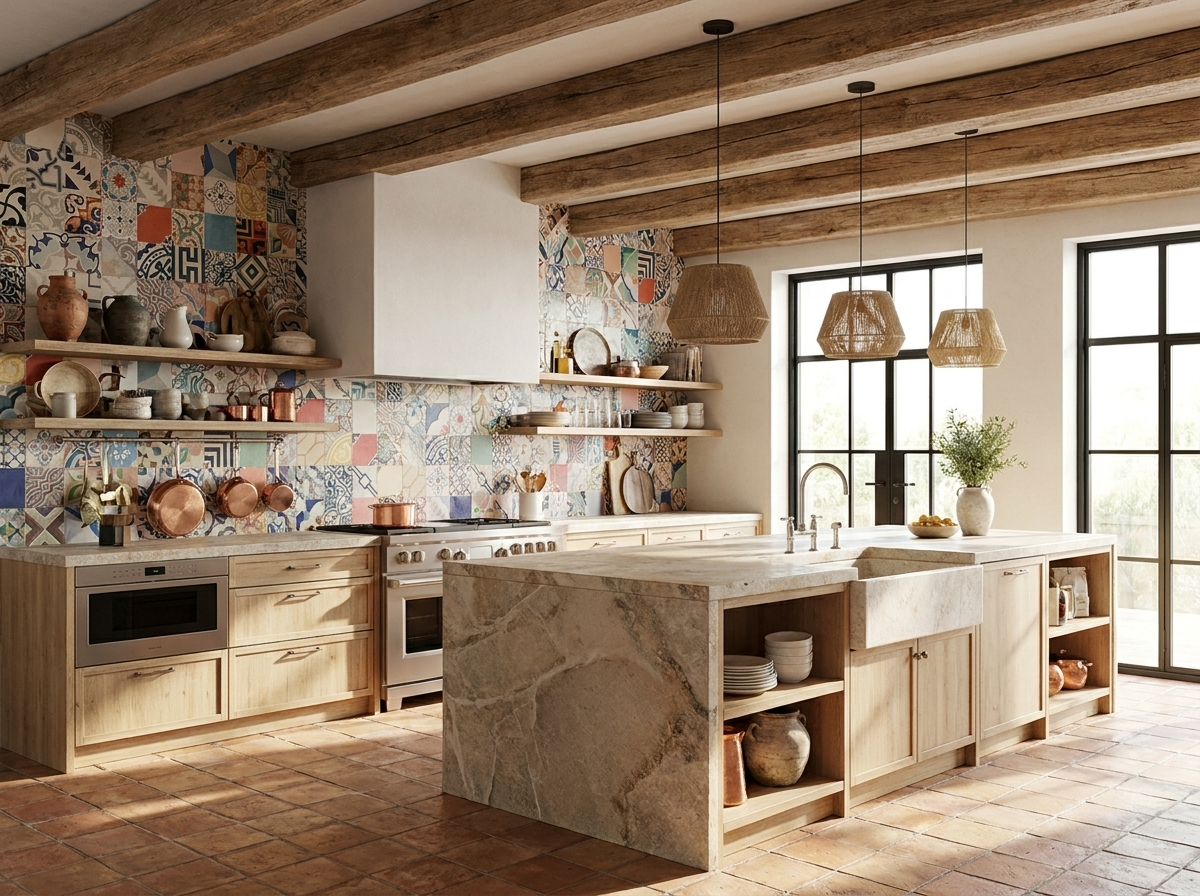 Patchwork 8×8 Colors cement tile kitchen