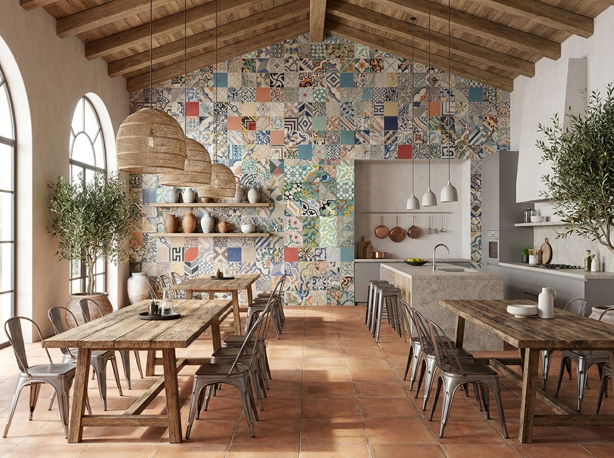 Patchwork 8×8 Colors cement tile restaurant
