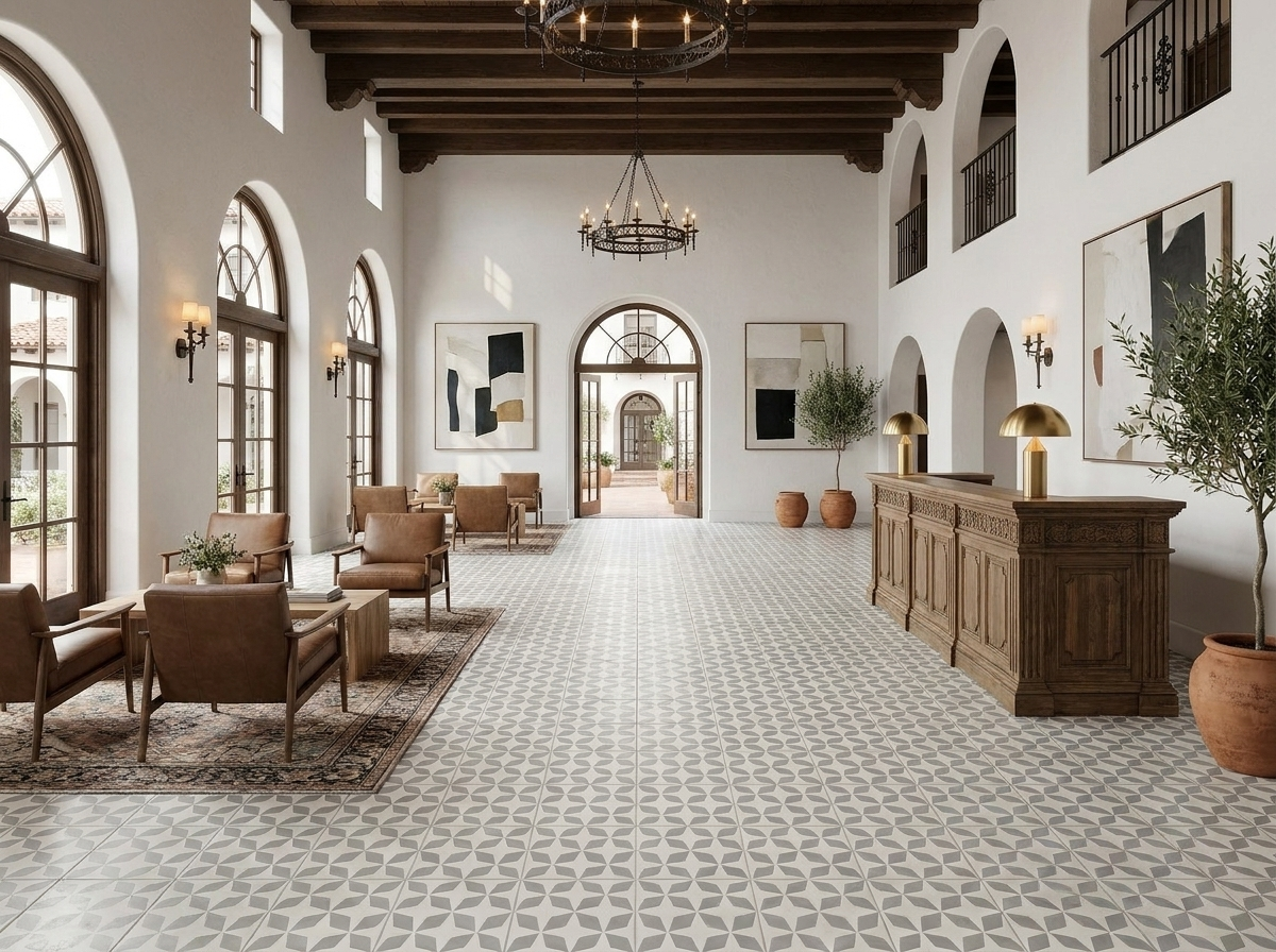 Rombos Gris 02 cement tile hotel