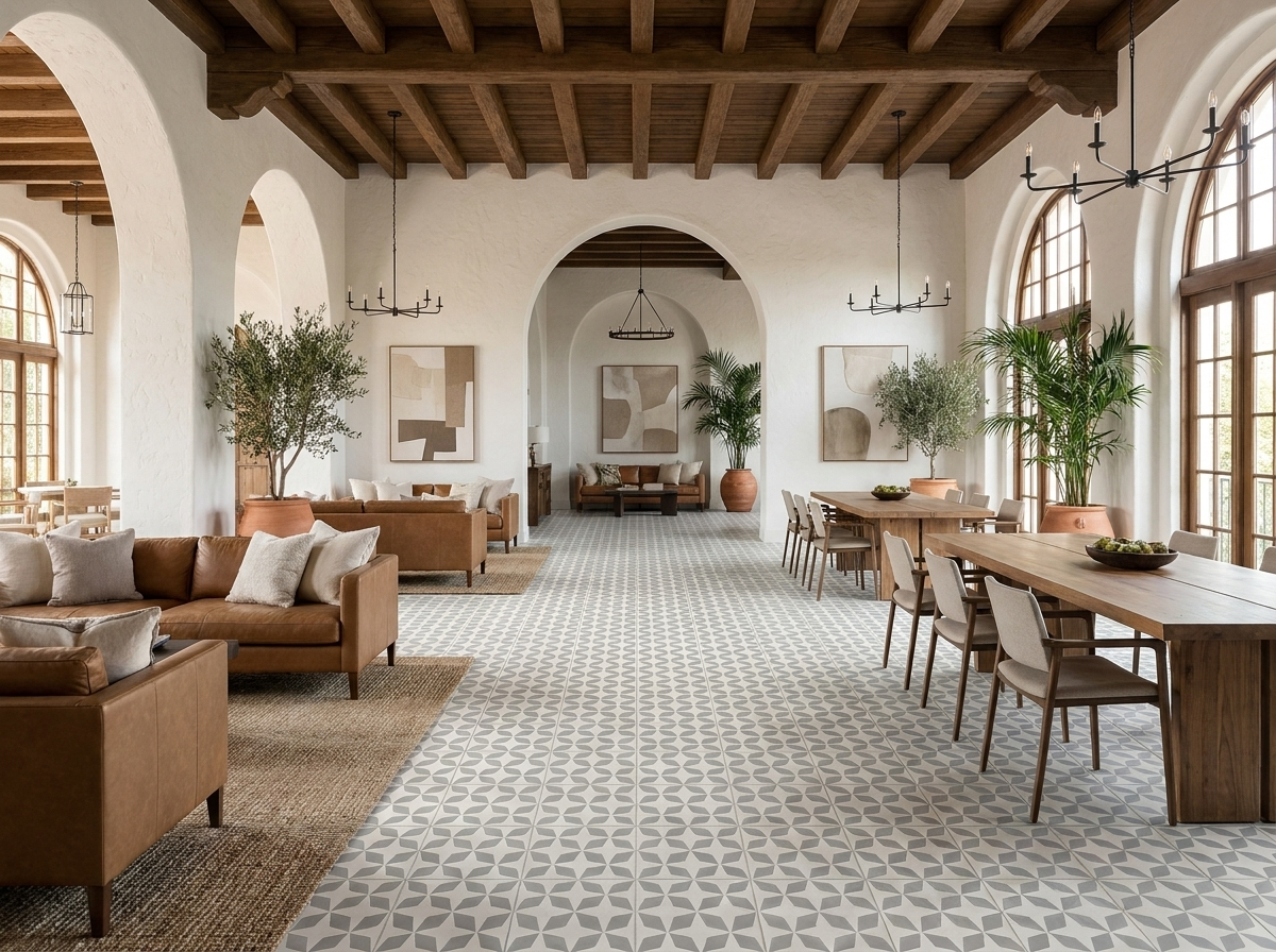 Rombos Gris 02 cement tile lobby