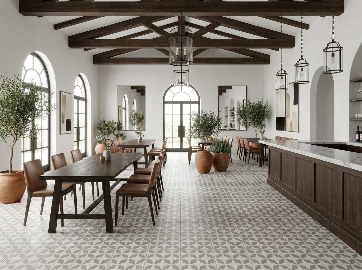 Rombos Gris 02 cement tile restaurant