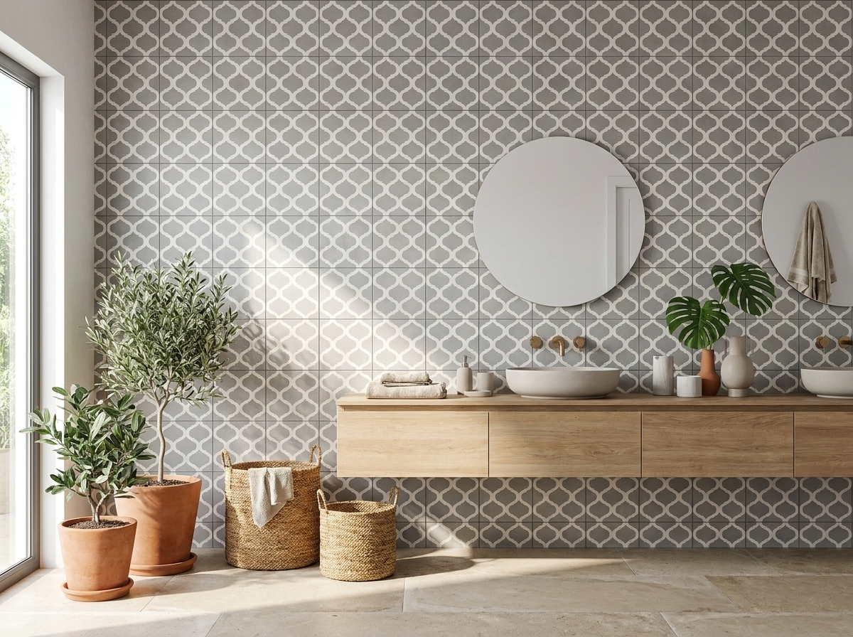 Salamanca Gris 02 cement tile bathroom
