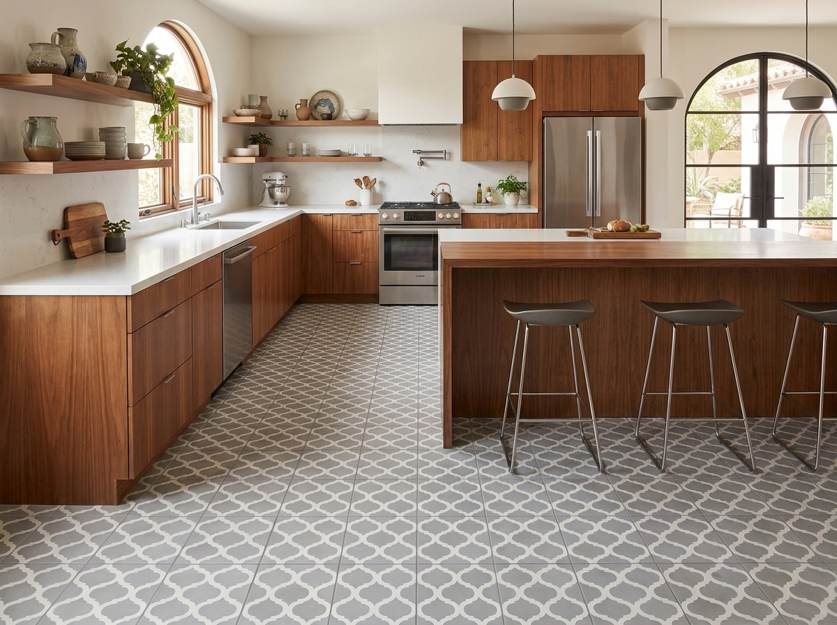 Salamanca Gris 02 cement tile kitchen