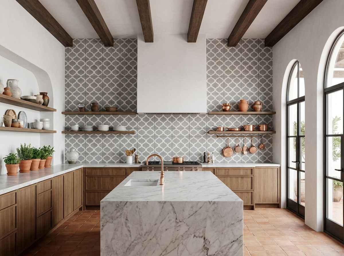 Salamanca Gris 02 cement tile kitchen