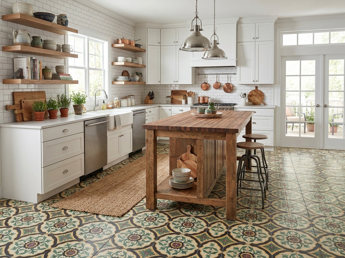 Solei Verde 03 cement tile kitchen