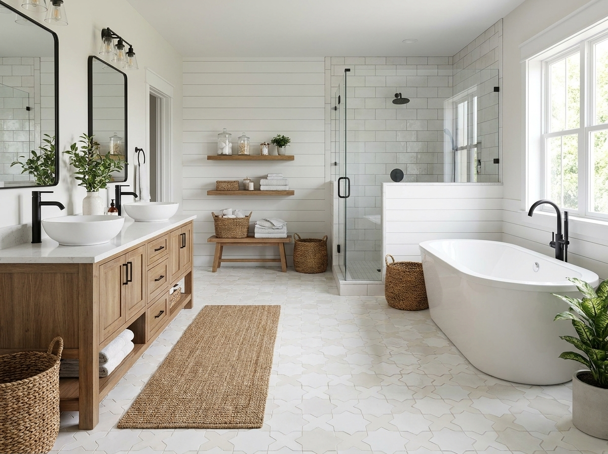 Star and Cross S-100 White 6×6 cement tile bathroom