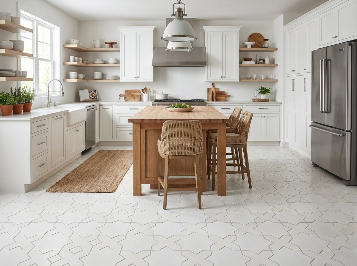 Star and Cross S-100 White 6×6 cement tile kitchen