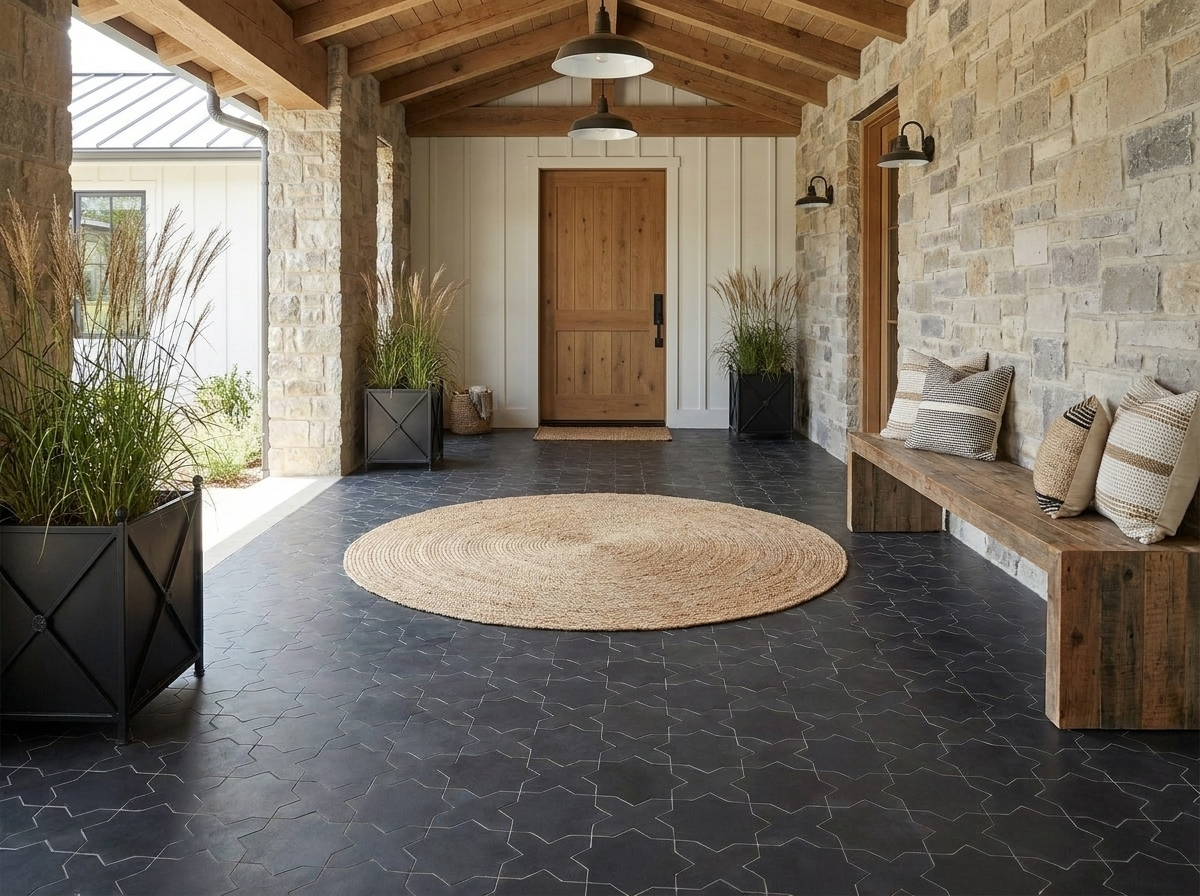 Star and Cross S-101 Black 6×6 cement tile terrace